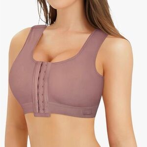 Women's Mauve Front Closure Sports Bra